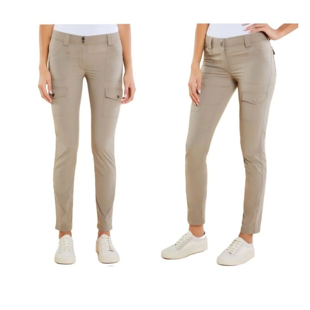 Anatomie Khaki Kate Mid-Rise Skinny Cargo Pants  Size L  Luxury Travel Hiking